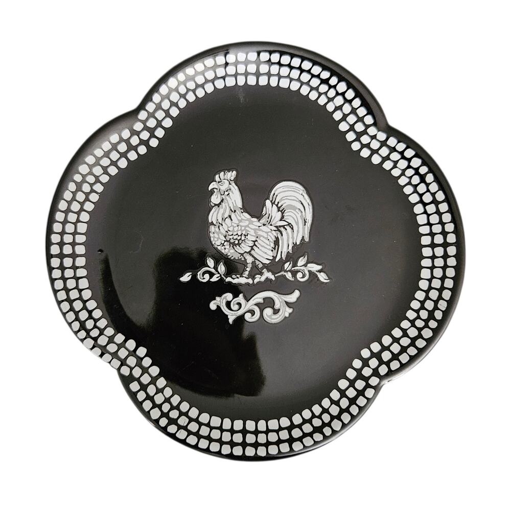 Temp-tations by Tara Doodle Doo Black Rooster Salad Plates Set of 3 Ceramic
